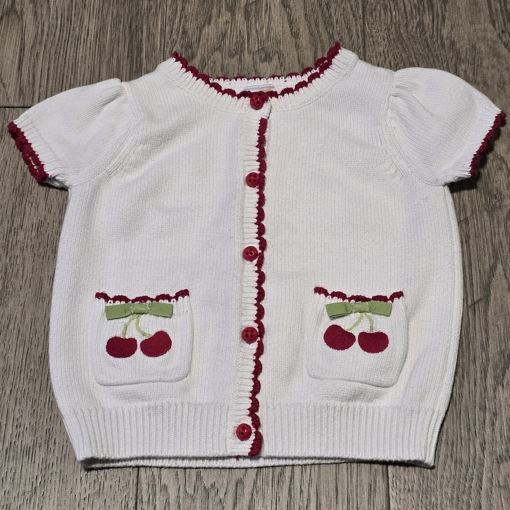 Gymboree White and Red Cherry Sweater
